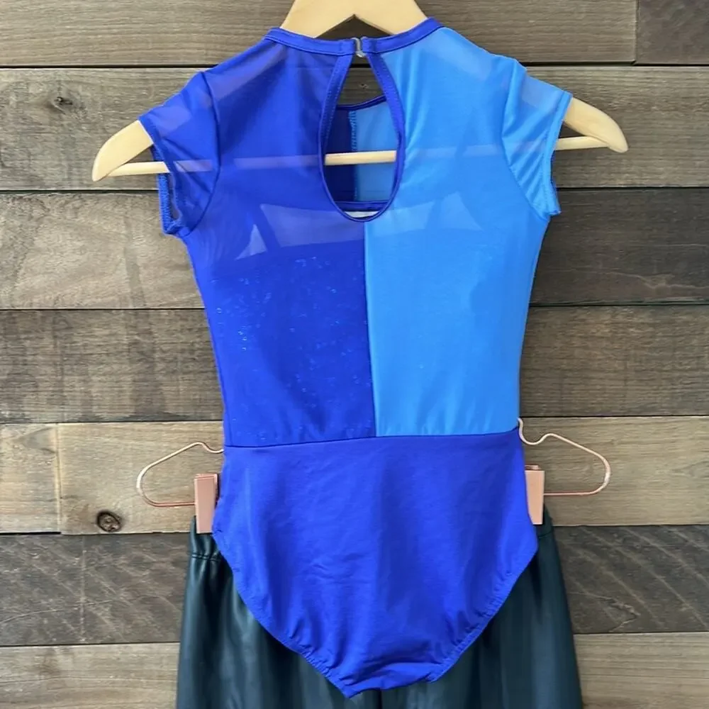 NWOT Weissman Showtime Girl's Fam Jam Dance Costume in Blue Black
